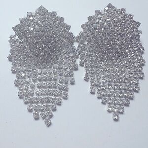 Vintage Crystal Rhinestone  HOLLYWOOD Clip On Earrings Bridal Wedding